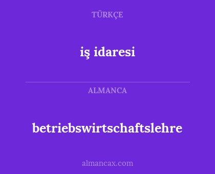 betriebswirtschaftslehre - iş idaresi