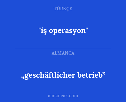 „geschäftlicher betrieb” - "iş operasyon"