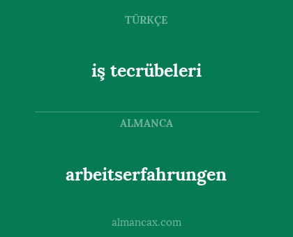 iş tecrübeleri - arbeitserfahrungen
