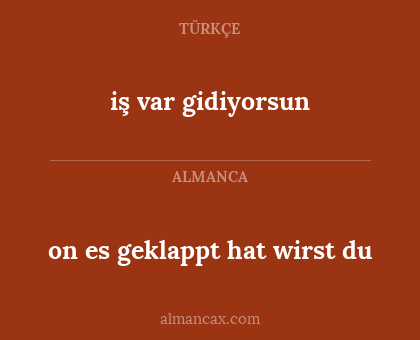 on es geklappt hat wirst du - iş var gidiyorsun