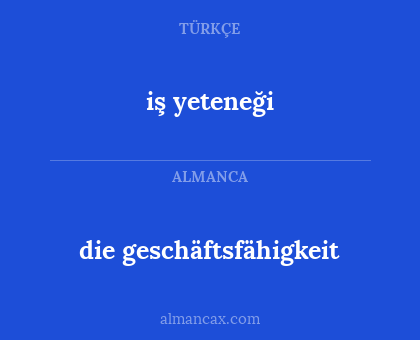die geschäftsfähigkeit - iş yeteneği