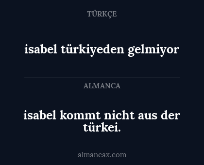isabel türkiyeden gelmiyor - isabel kommt nicht aus der türkei.