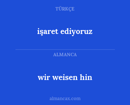 işaret ediyoruz - wir weisen hin