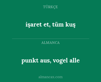işaret et, tüm kuş - punkt aus, vogel alle