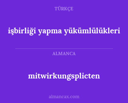 mitwirkungsplicten - işbirliği yapma yükümlülükleri