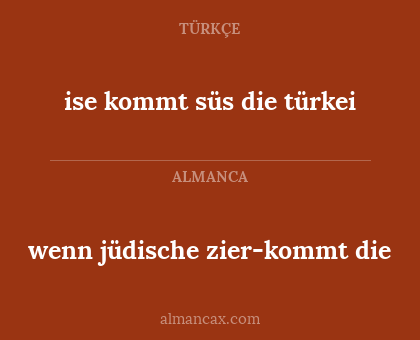 ise kommt süs die türkei - wenn jüdische zier-kommt die
