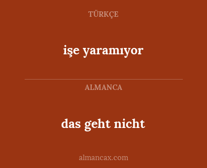 das geht nicht - işe yaramıyor