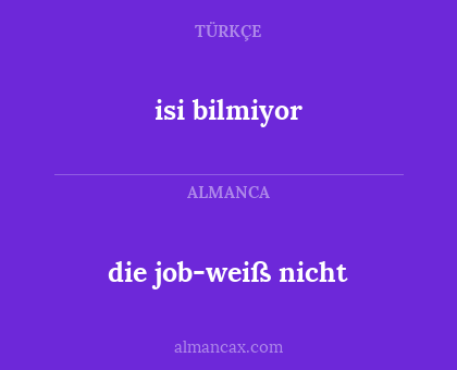 isi bilmiyor - die job-weiß nicht