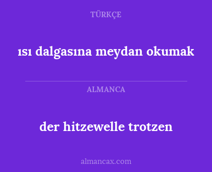 der hitzewelle trotzen - ısı dalgasına meydan okumak