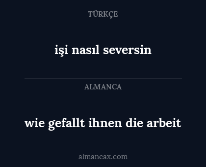 işi nasıl seversin - wie gefallt ihnen die arbeit