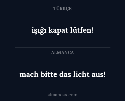 işığı kapat lütfen! - mach bitte das licht aus!
