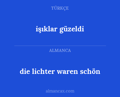 die lichter waren schön - işıklar güzeldi