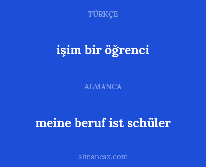 meine beruf ist schüler - işim bir öğrenci