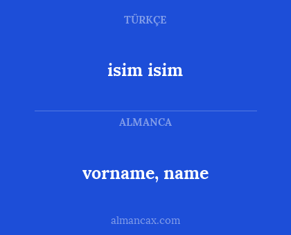 vorname, name - isim isim