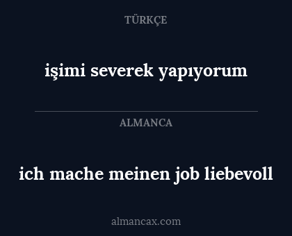 işimi severek yapıyorum - ich mache meinen job liebevoll