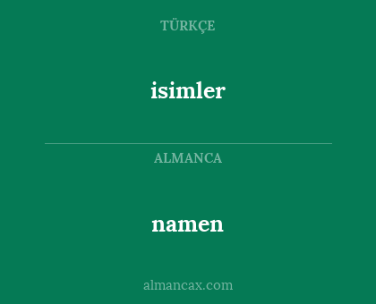 isimler - namen