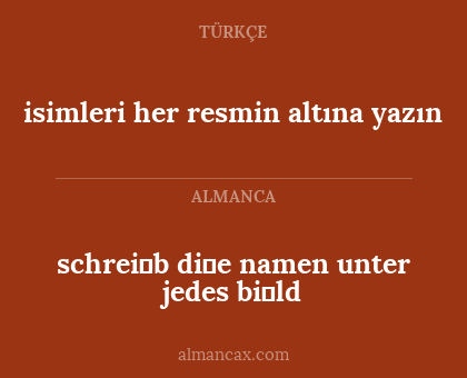 schrei̇b di̇e namen unter jedes bi̇ld - isimleri her resmin altına yazın