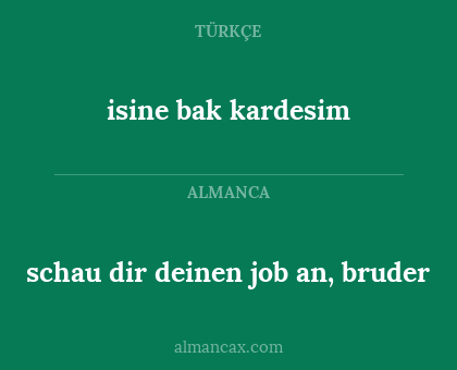 schau dir deinen job an, bruder - isine bak kardesim