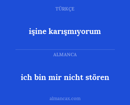 ich bin mir nicht stören - işine karışmıyorum