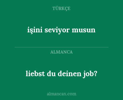işini seviyor musun - liebst du deinen job?