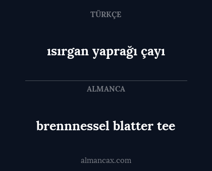 ısırgan yaprağı çayı - brennnessel blatter tee