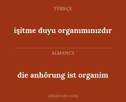 işitme duyu organımınızdır - die anhörung ist organim