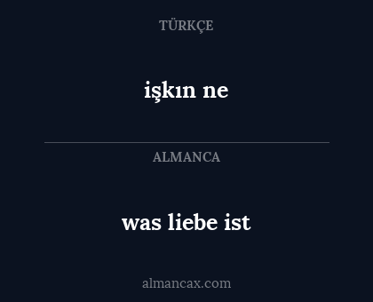 was liebe ist - işkın ne