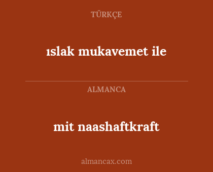 mit naashaftkraft - ıslak mukavemet ile