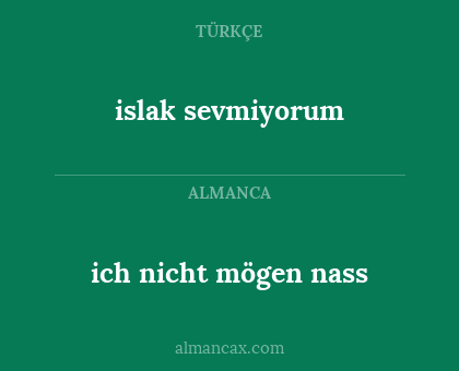 islak sevmiyorum - ich nicht mögen nass