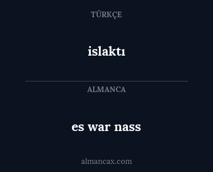 es war nass - islaktı