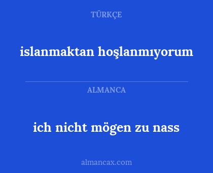 islanmaktan hoşlanmıyorum - ich nicht mögen zu nass