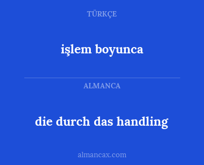 işlem boyunca - die durch das handling