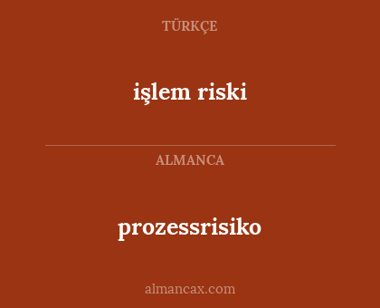 işlem riski - prozessrisiko