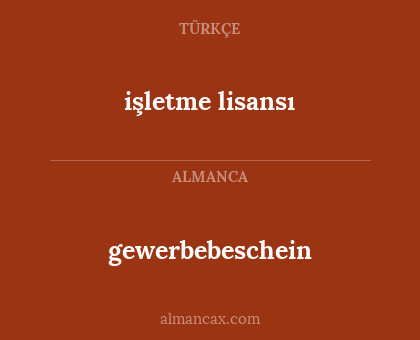 işletme lisansı - gewerbebeschein