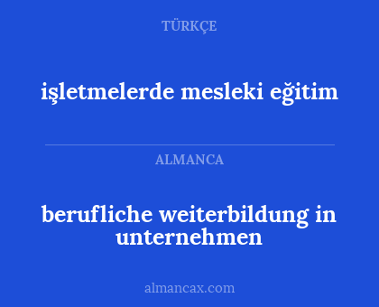 berufliche weiterbildung in unternehmen - işletmelerde mesleki eğitim