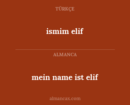 mein name ist elif - ismim elif