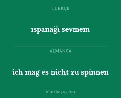 ich mag es nicht zu spinnen - ıspanağı sevmem