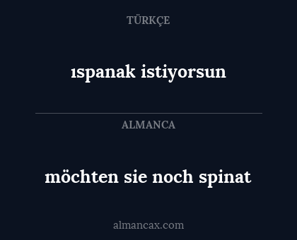 möchten sie noch spinat - ıspanak istiyorsun