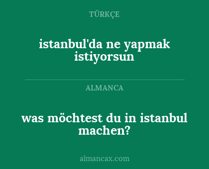istanbul'da ne yapmak istiyorsun - was möchtest du in istanbul machen?