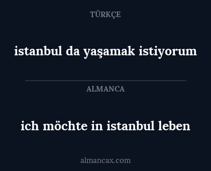 ich möchte in istanbul leben - istanbul da yaşamak istiyorum