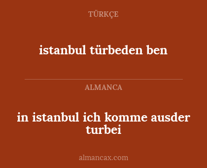 in istanbul ich komme ausder turbei - istanbul türbeden ben