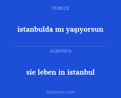 sie leben in istanbul - istanbulda mı yaşıyorsun