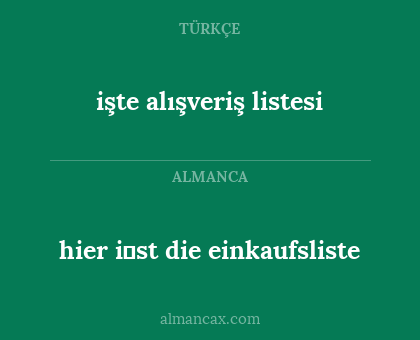 işte alışveriş listesi - hier i̇st die einkaufsliste