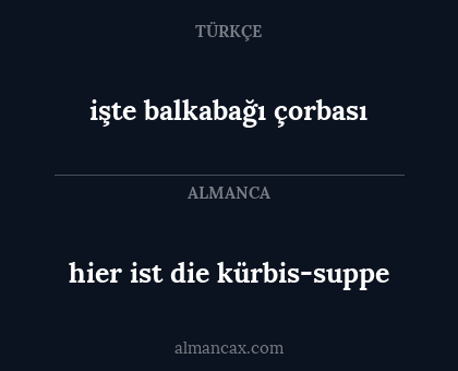 hier ist die kürbis-suppe - işte balkabağı çorbası