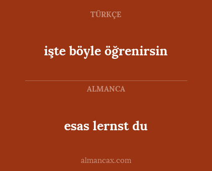 esas lernst du - işte böyle öğrenirsin
