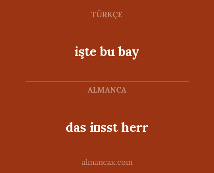 işte bu bay - das i̇sst herr