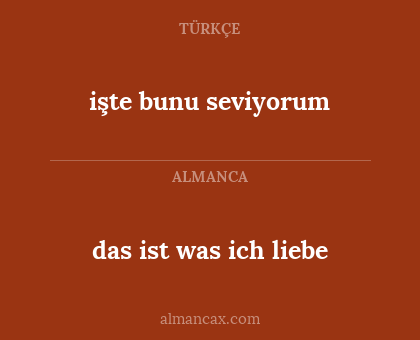 işte bunu seviyorum - das ist was ich liebe