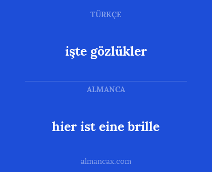 hier ist eine brille - işte gözlükler