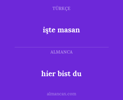 işte masan - hier bist du