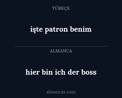 hier bin ich der boss - işte patron benim